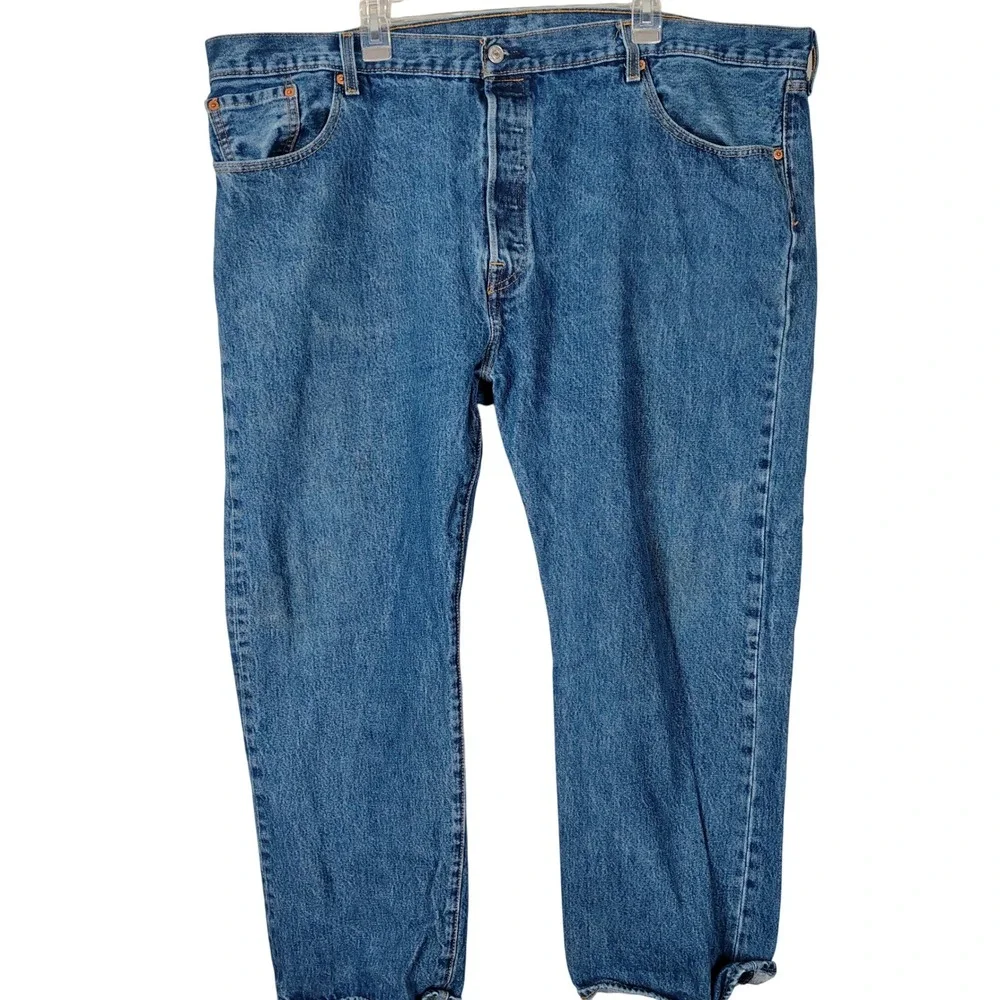 Levis 501 Original Fit Mens‎ Blue Denim Straight Leg Button Fly Jeans 48x30